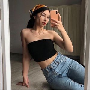 black cotton urban outfitters tube top